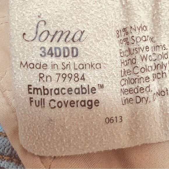 Soma Embraceable Full Coverage 34DDD Taupe Tan T Shirt Bra - Picture 5 of 5